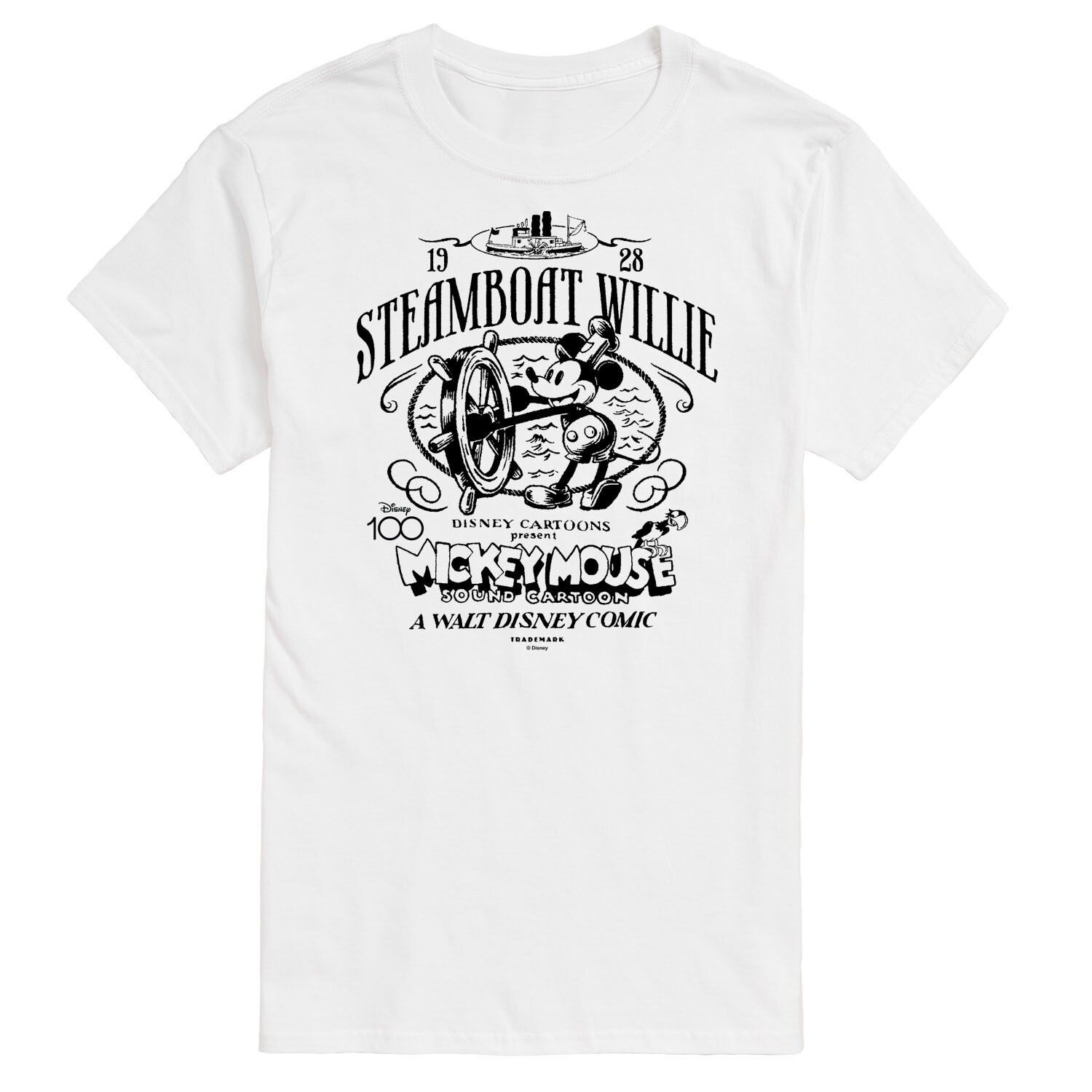 

Футболка с рисунком 100 Big & Tall Steamboat Willie Disney, белый