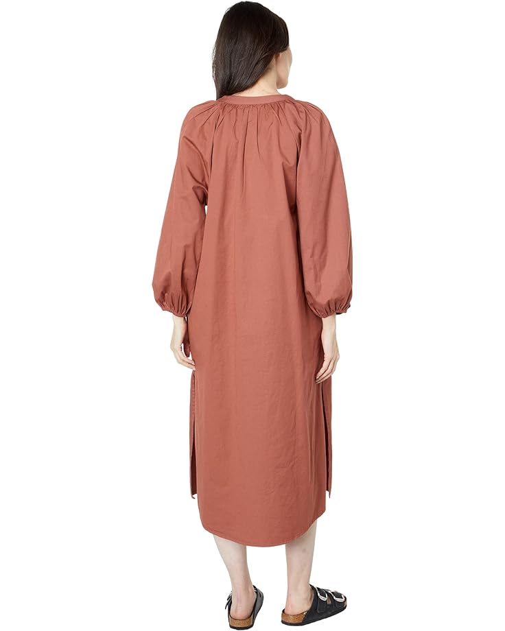 Платье SUNDRY Raglan Cotton Woven Henley Dress, цвет Nutmeg