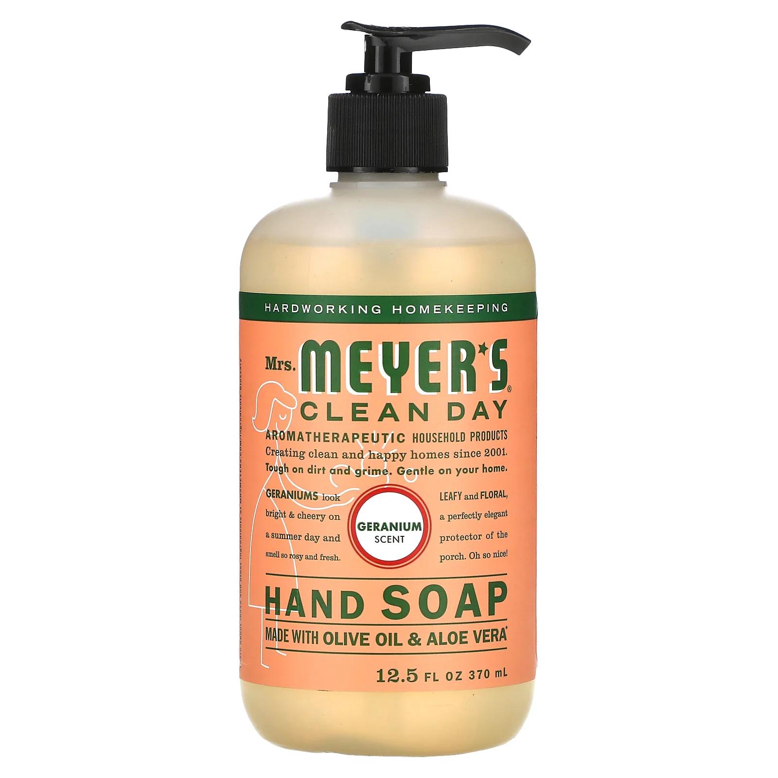Mrs. Meyers Clean Day Hand Soap Geranium Scent 12.5 fl oz (370 ml) mrs meyers clean day ароматическая соевая свеча аромат лимонной вербены 204 г 7 2 унции