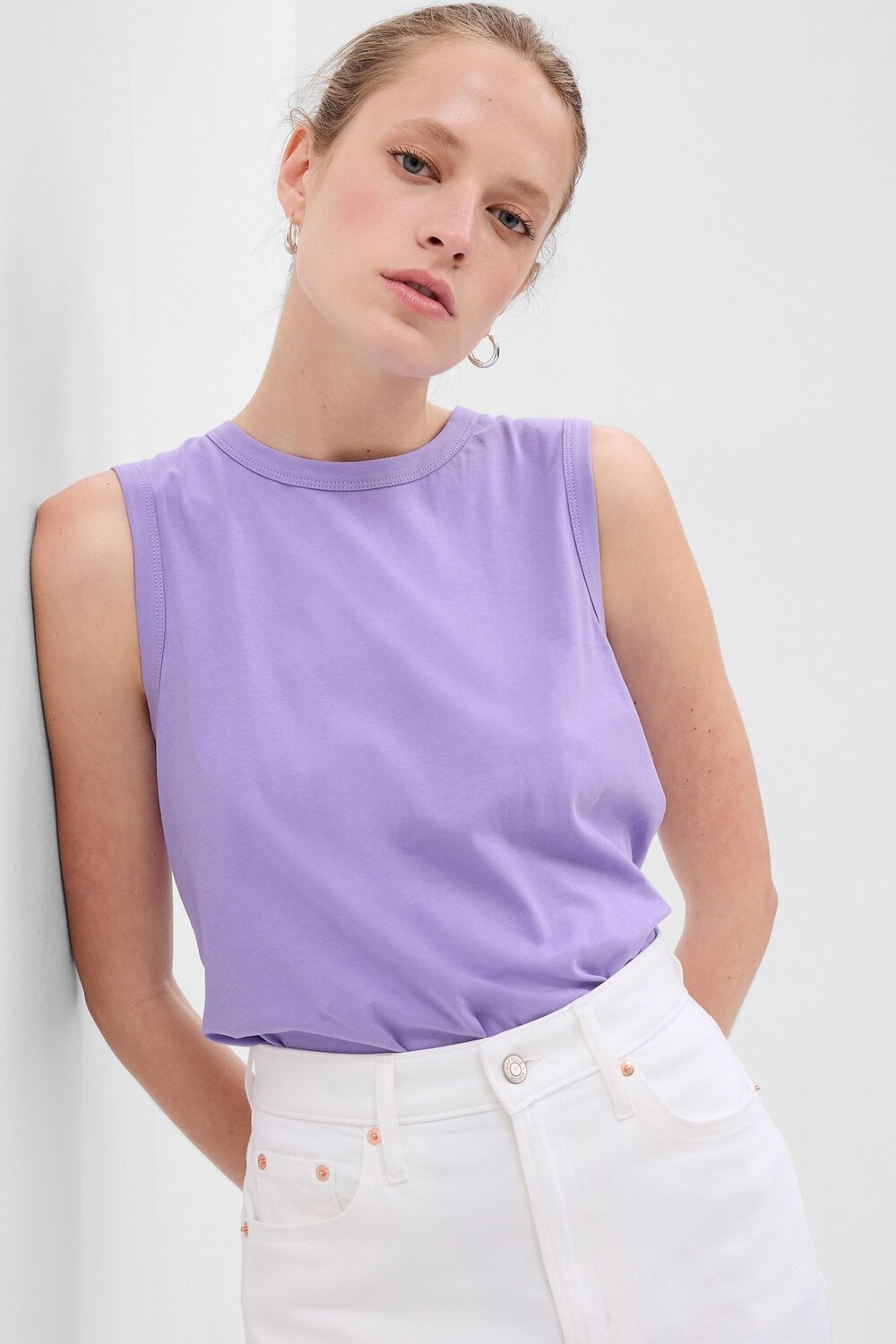 

Футболка без рукавов Vintage Shell из органического хлопка Gap, фиолетовый