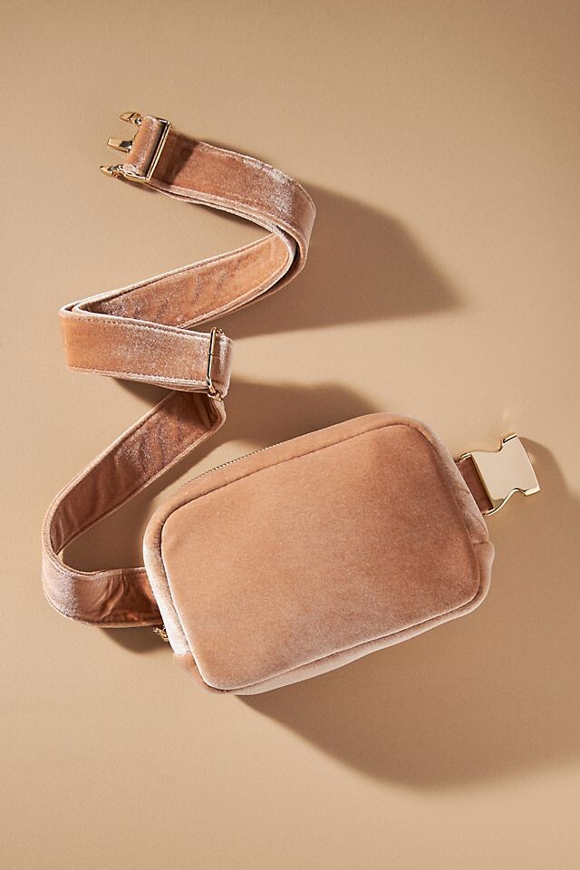 

Поясная сумка Anthropologie бархатная, бежевый