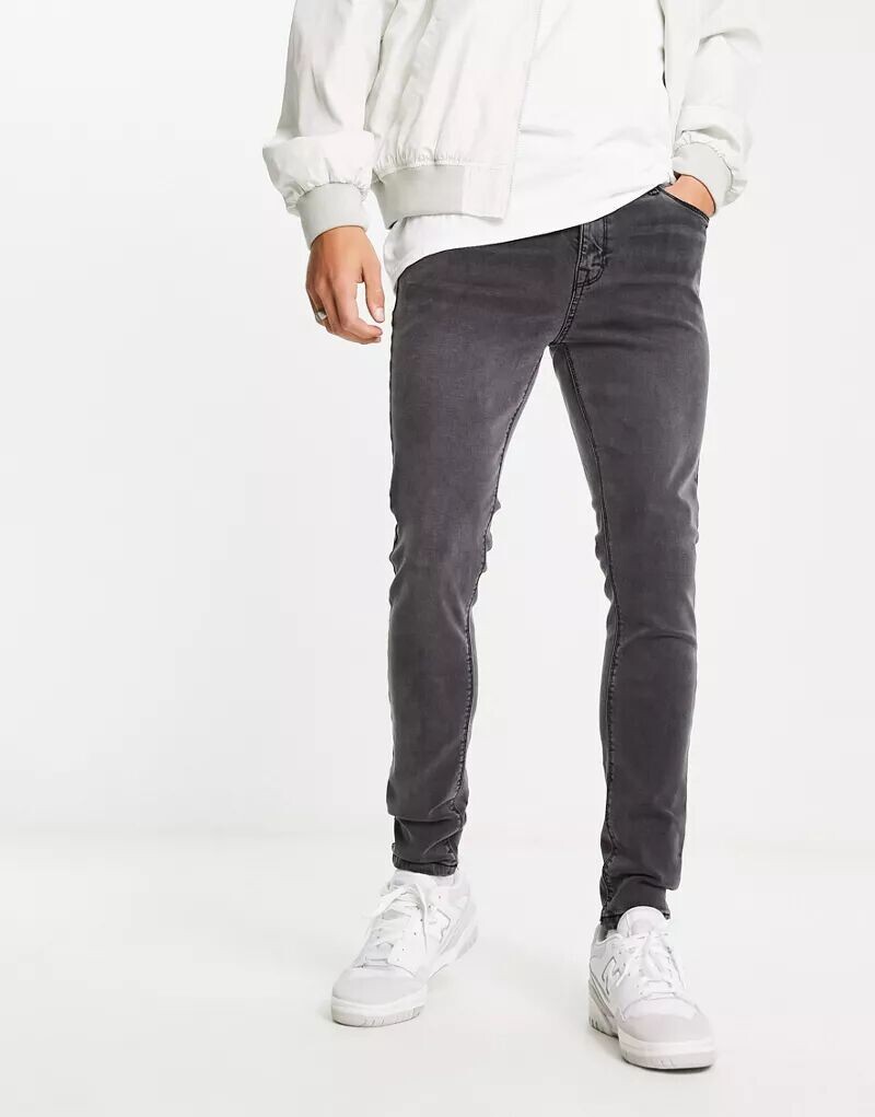 

Черные стираные джинсы ASOS Power Stretch Spray
