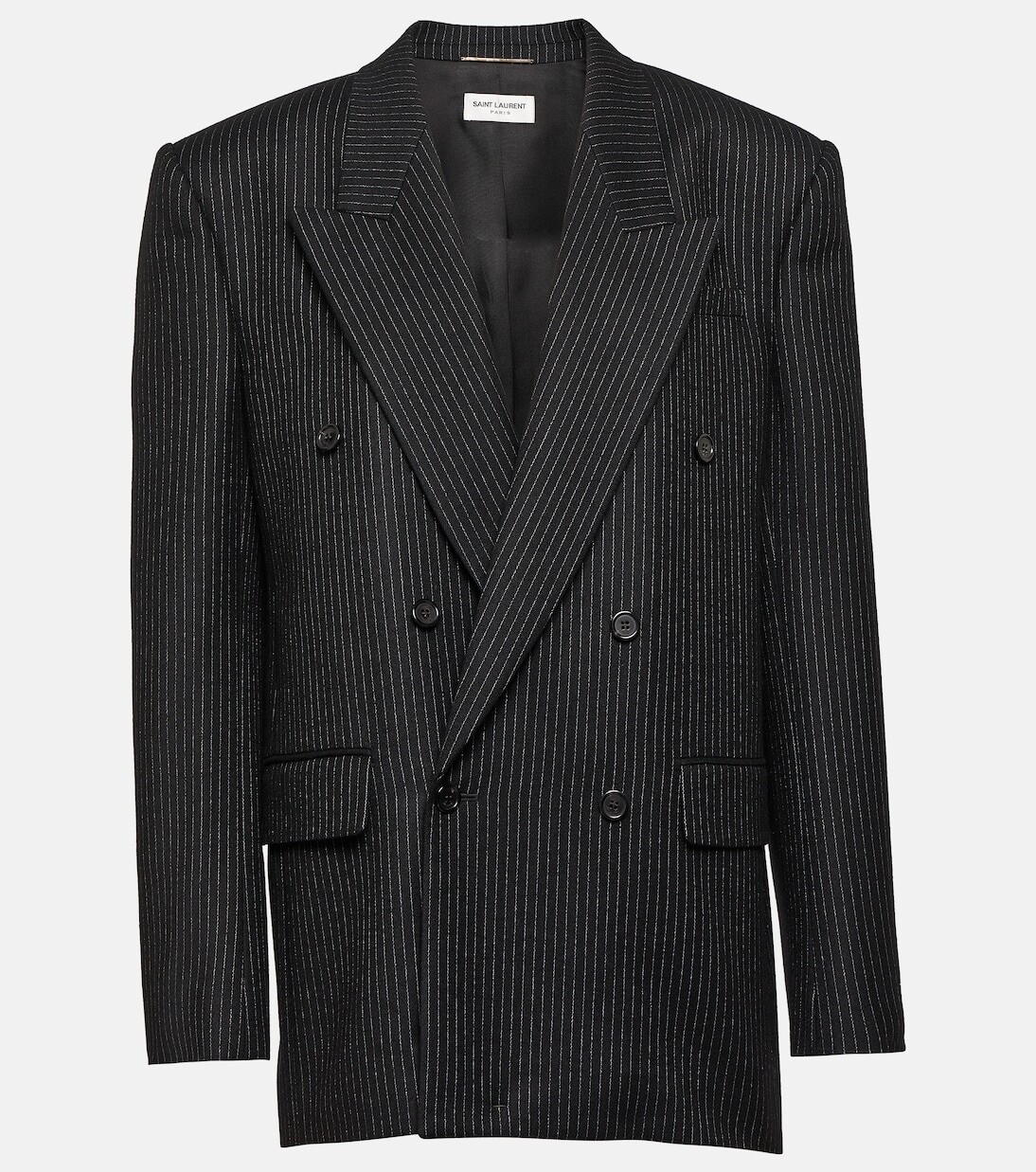 

Шерстяной пиджак оверсайз в тонкую полоску Saint Laurent, черный