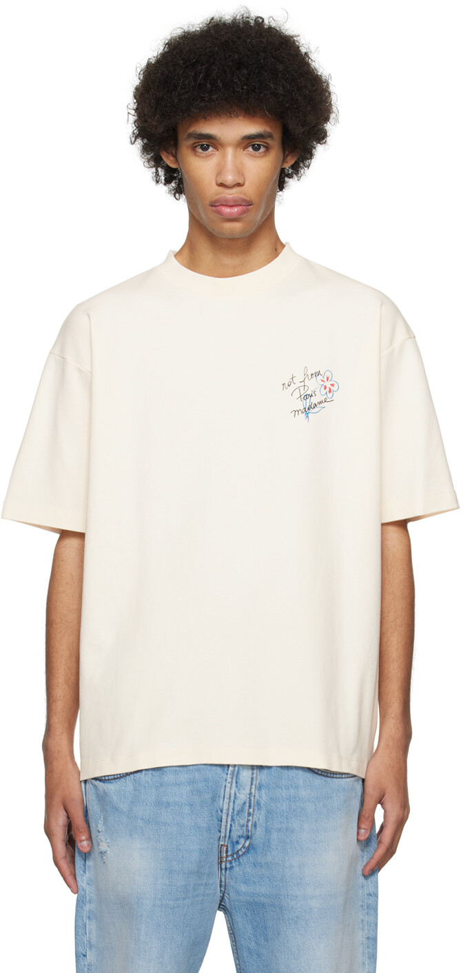 

Кремового цвета Футболка Le T-Shirt Slogan Esquisse Drole De Monsieur
