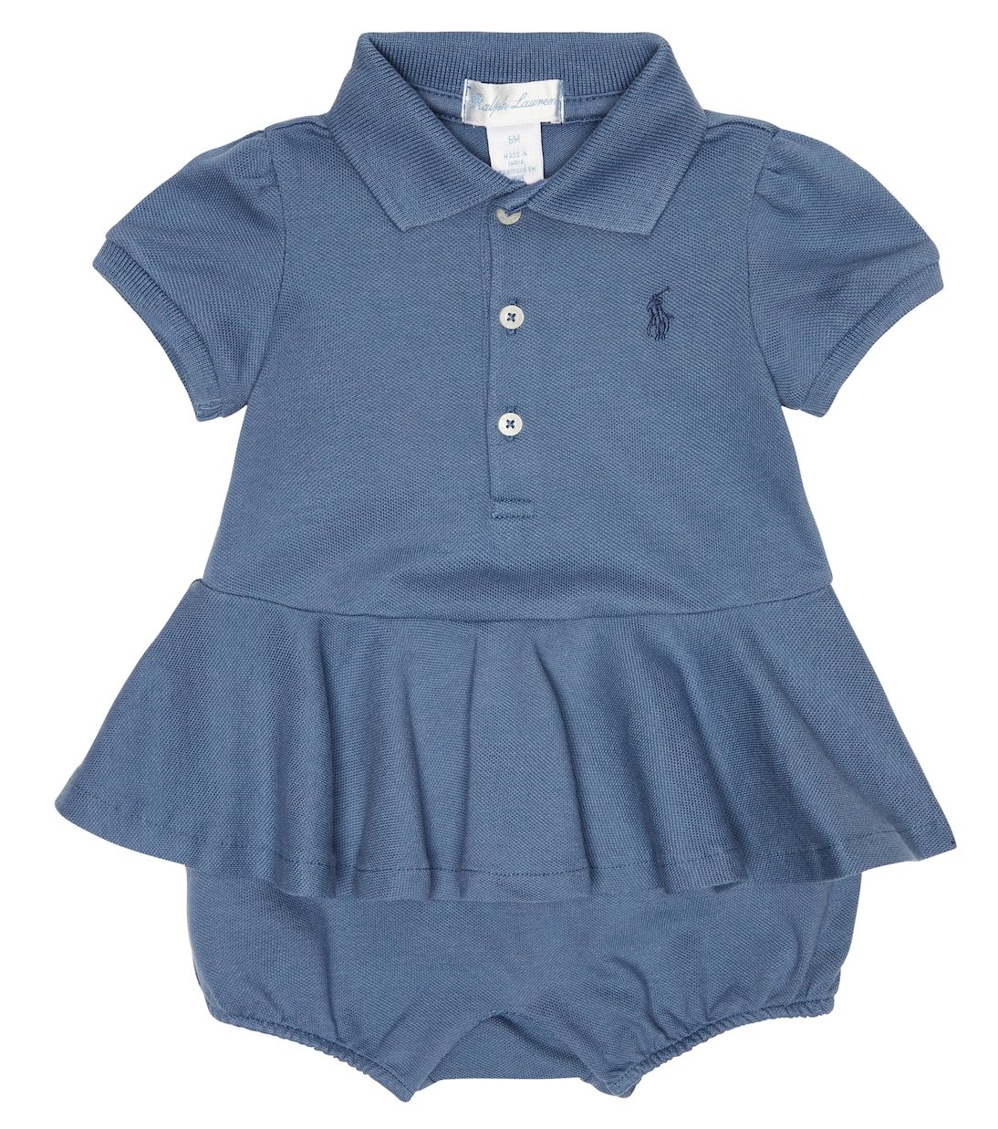 

Детское хлопковое боди с баской Polo Ralph Lauren Kids, синий