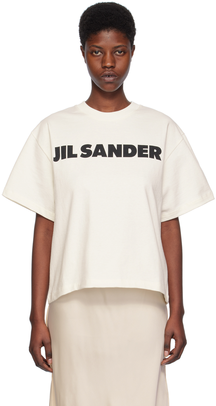 Кремового цвета футболка с принтом , цвет Porcelain Jil Sander