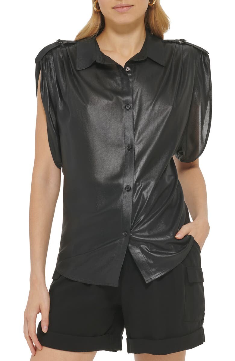 

Блуза с отворотами DKNY, черный