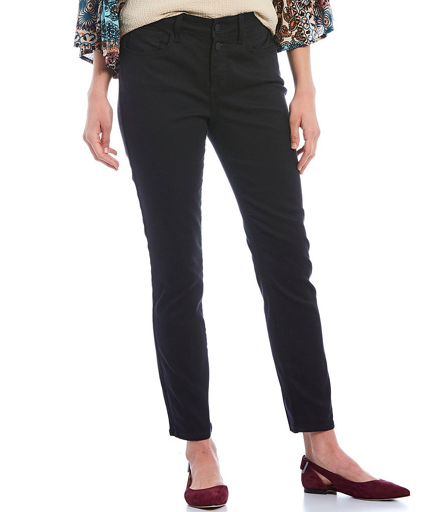 Узкие джинсы до щиколотки с двумя пуговицами NYDJ Sheri, черный alina узкие джинсы до щиколотки nydj черный