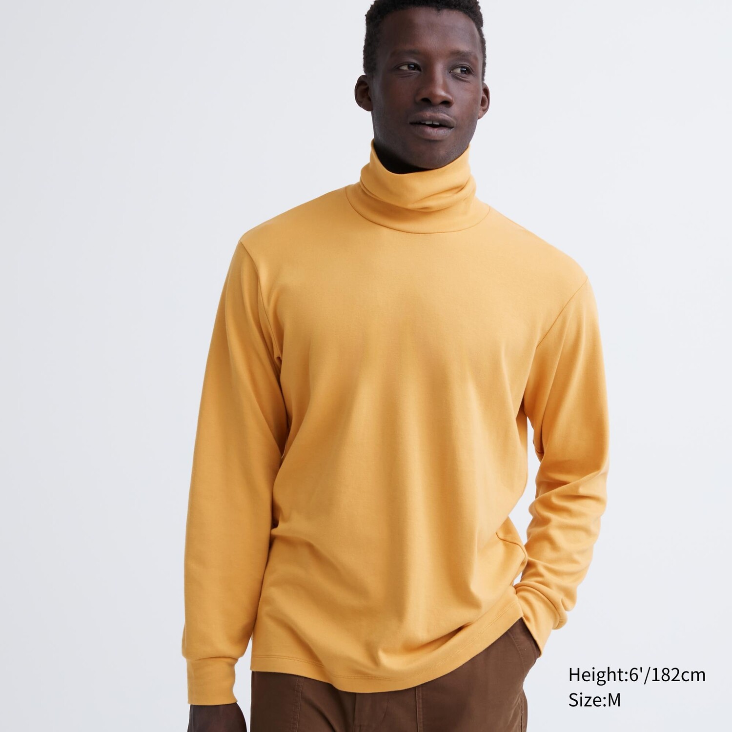 

Мягкая футболка с водолазкой и длинными рукавами с начесом Uniqlo, желтый