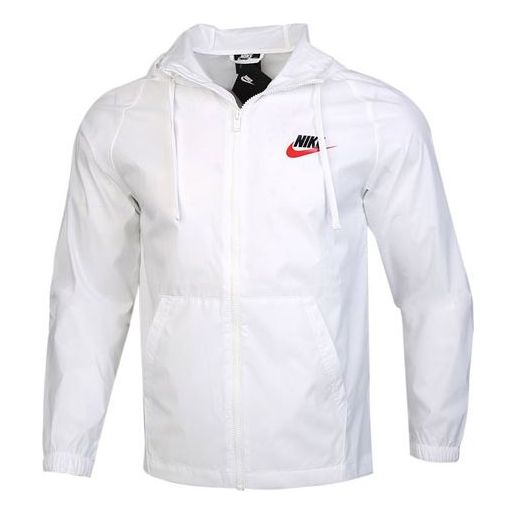 цена Куртка Nike Back Large Logo Woven Sports Hooded Jacket White, белый