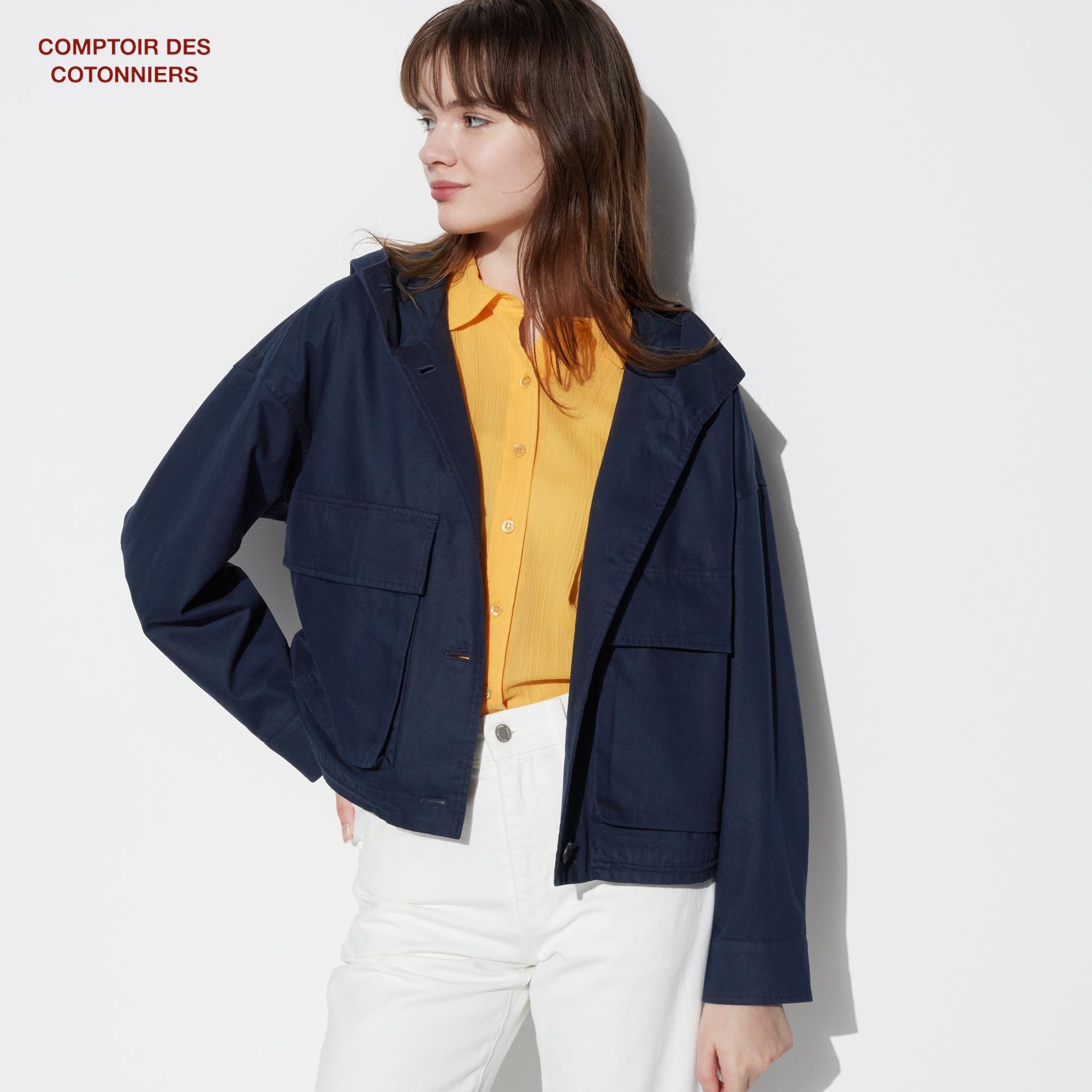 Куртка UNIQLO comptoir de cotonnier из хлопка, темно-синий куртка uniqlo comfort 2b из хлопка темно серый