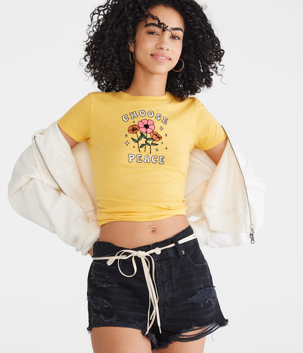 

Выберите футболку с рисунком Peace Flocked Aeropostale, желтый