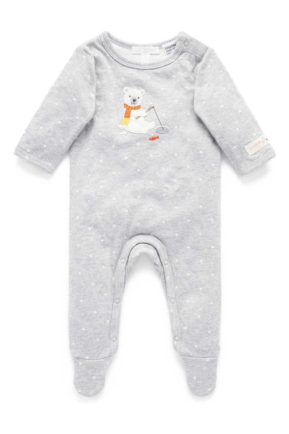 

Детский комбинезон в мелкий горошек Purebaby, серый