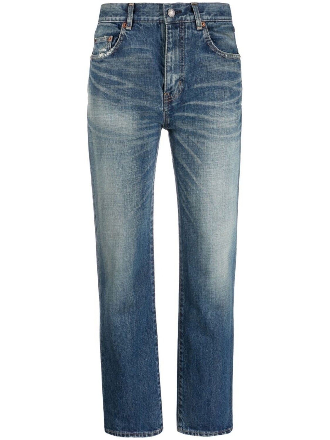 

Saint Laurent high-waisted straight-leg jeans, синий