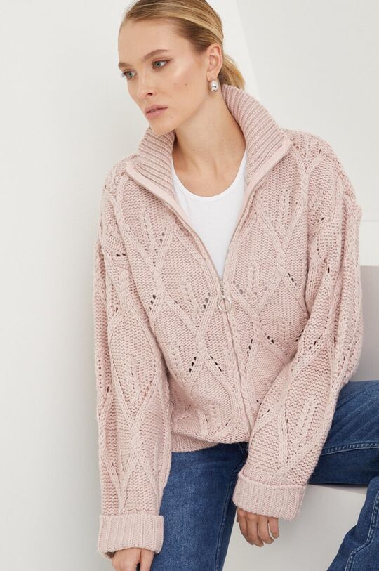 

Шерстяной кардиган Answear Lab, розовый