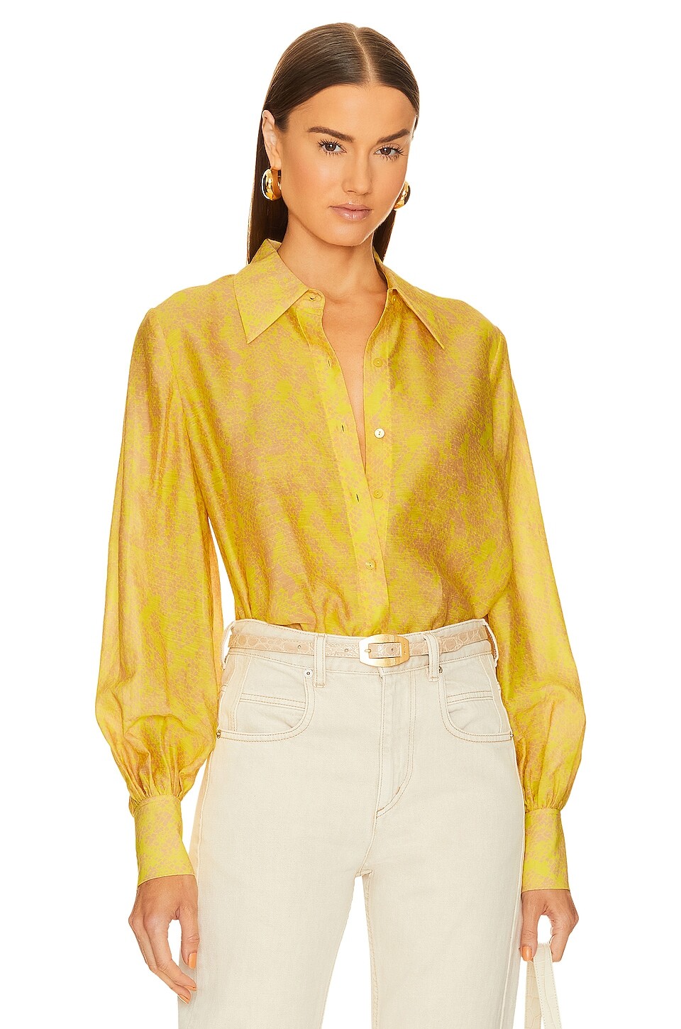 

Блузка L'AGENCE Jayleen, цвет Lemon Tonic Python Snake