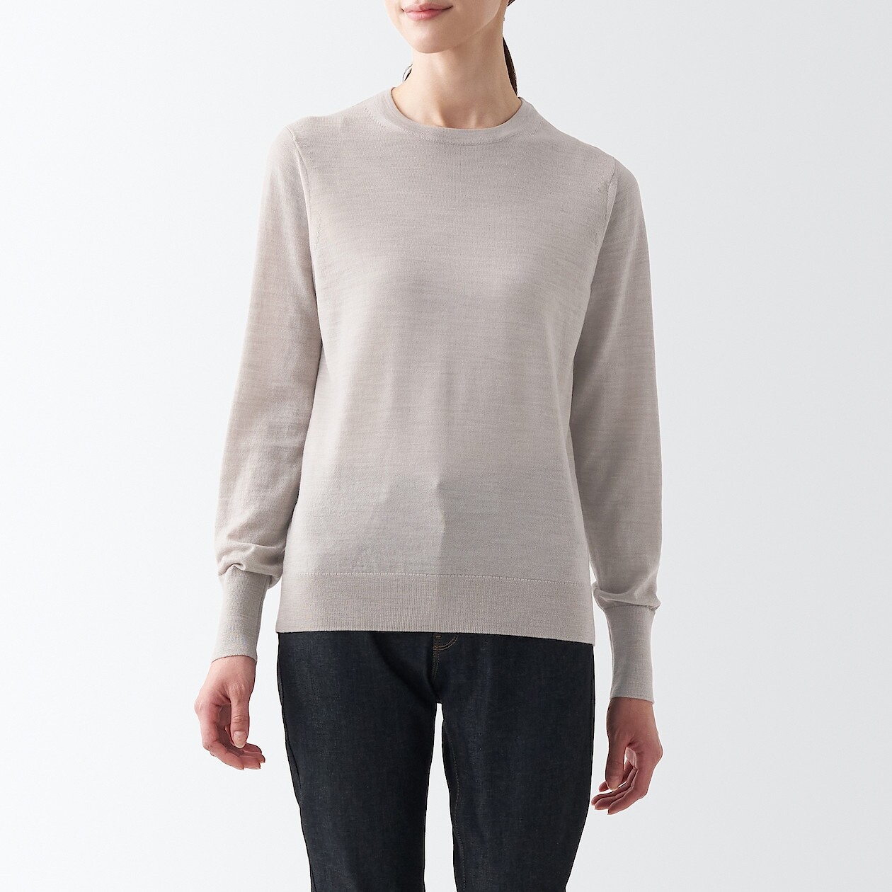 

Свитер с круглым вырезом из мериносовой шерсти MUJI, овсяная каша