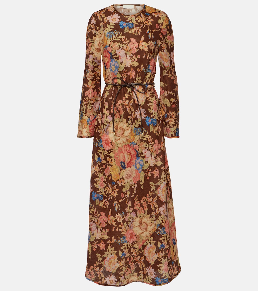 Льняное платье миди august с цветочным принтом Zimmermann, мультиколор комплект бикини august с цветочным принтом zimmermann цвет spliced