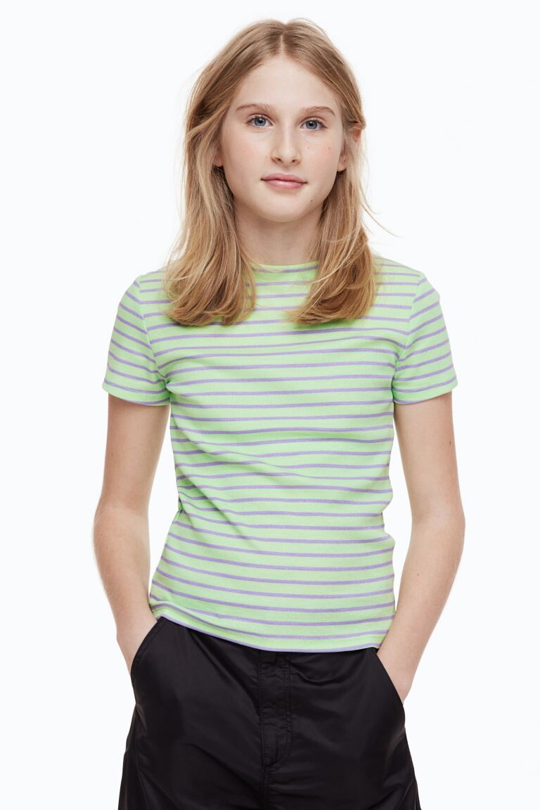 

Рубашка из хлопкового джерси в рубчик H&M