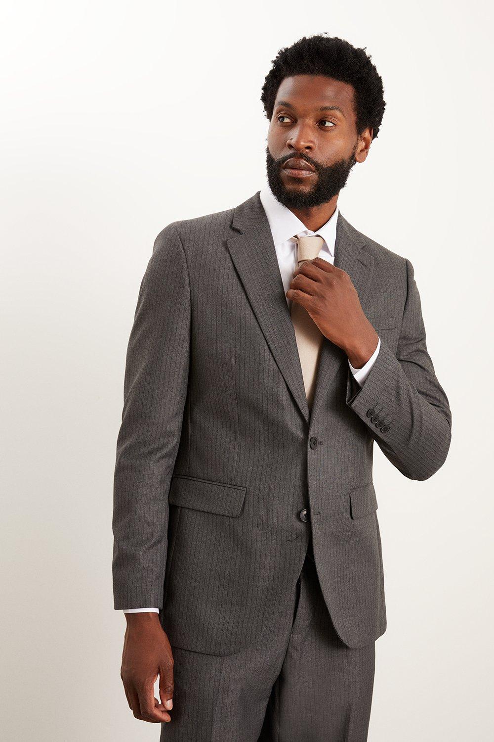 Темно-серый костюмный пиджак с узором «в ёлочку» приталенного кроя Burton, серый пиджак uniqlo relaxed fit tailored коричневый