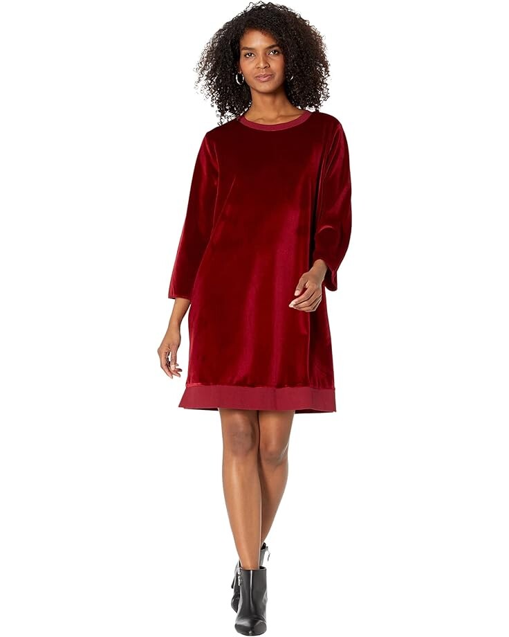 

Платье Mod-o-doc Stretch Velvet 3/4 Sleeve Shift, цвет Garnet