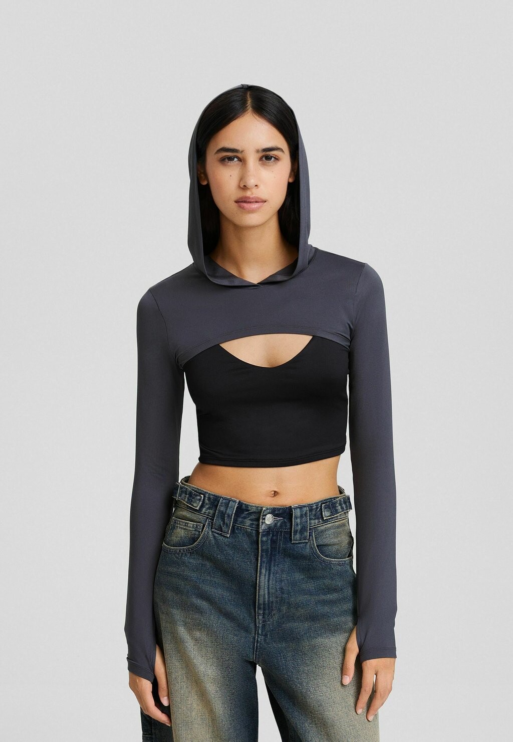 

Толстовка With Arm Warmers Bershka, цвет dark grey