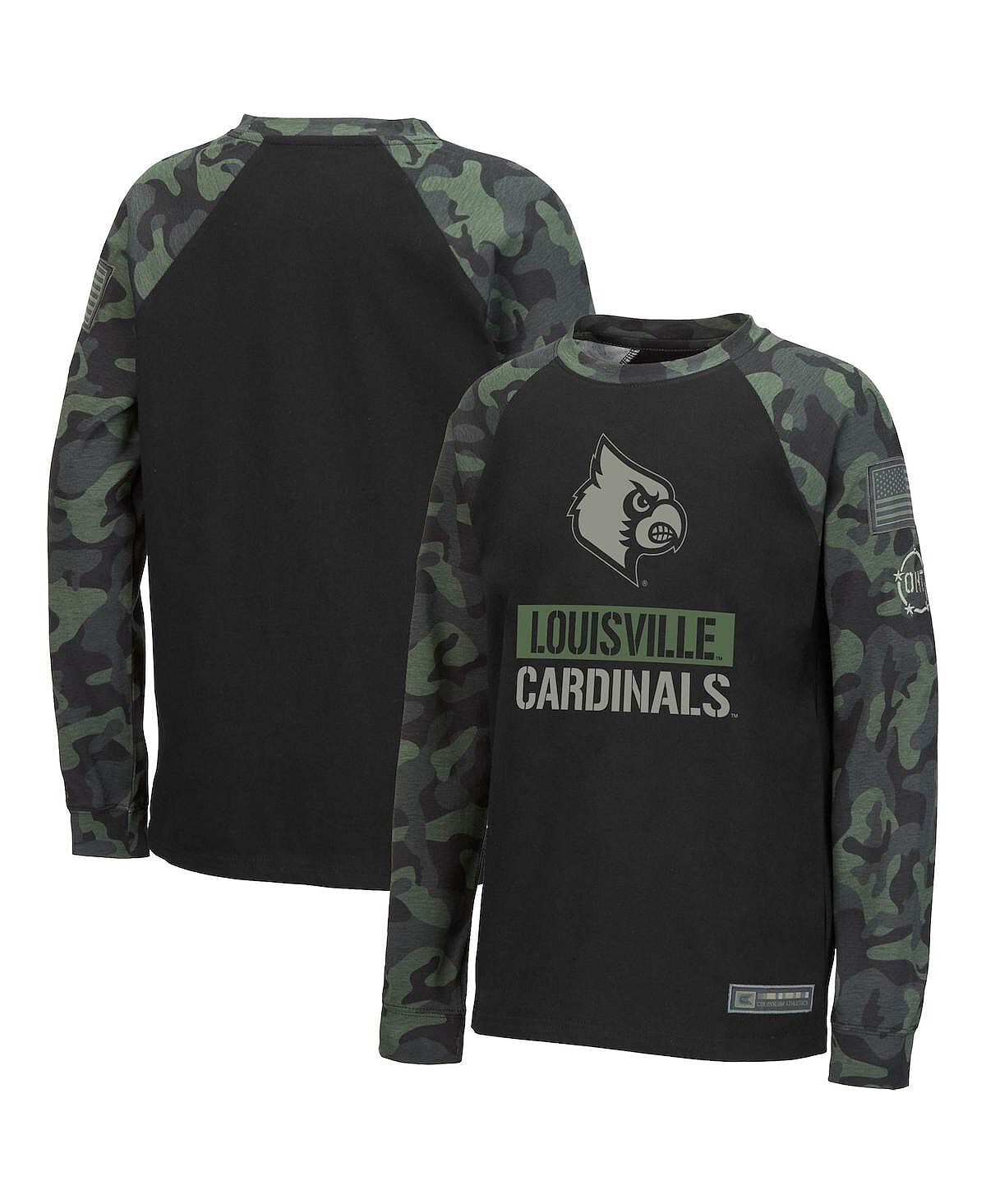 

Черная камуфляжная футболка Big Boys Louisville Cardinals OHT в стиле милитари с надписью реглан и длинными рукавами Colosseum