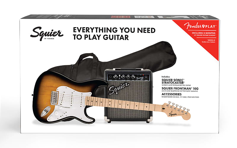 Электрогитара Squier Sonic Series Stratocaster Electric Guitar Package Deal 2 Color Sunburst 0371720003 гитарный комбо fender frontman 10g 10 watts
