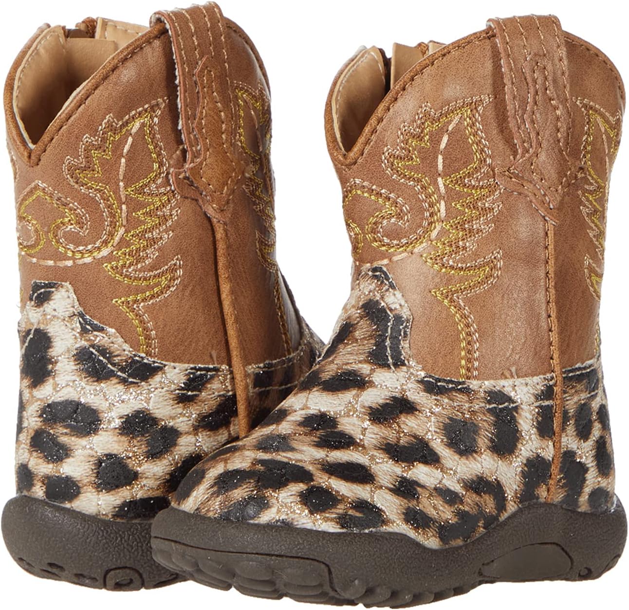 Ковбойские сапоги Cowbaby Glitter Leopard Roper, цвет Tan