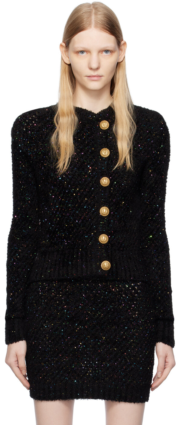 

Balmain Черный кардиган с пайетками