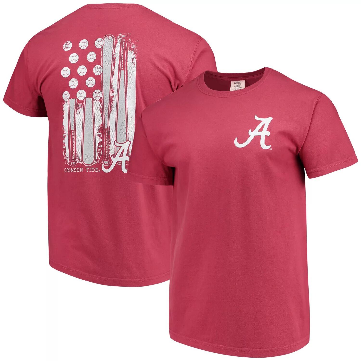 

Мужская футболка Crimson Alabama Crimson Tide с бейсбольным флагом комфортных цветов