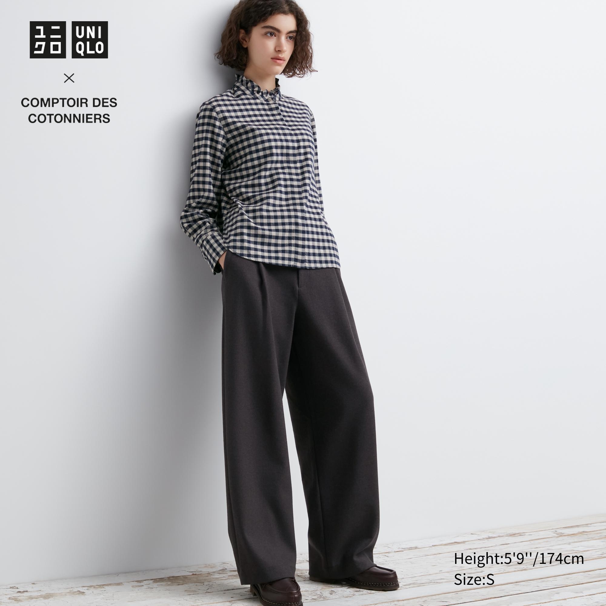 

Брюки UNIQLO широкие из плиссированного джерси, темно-коричневый