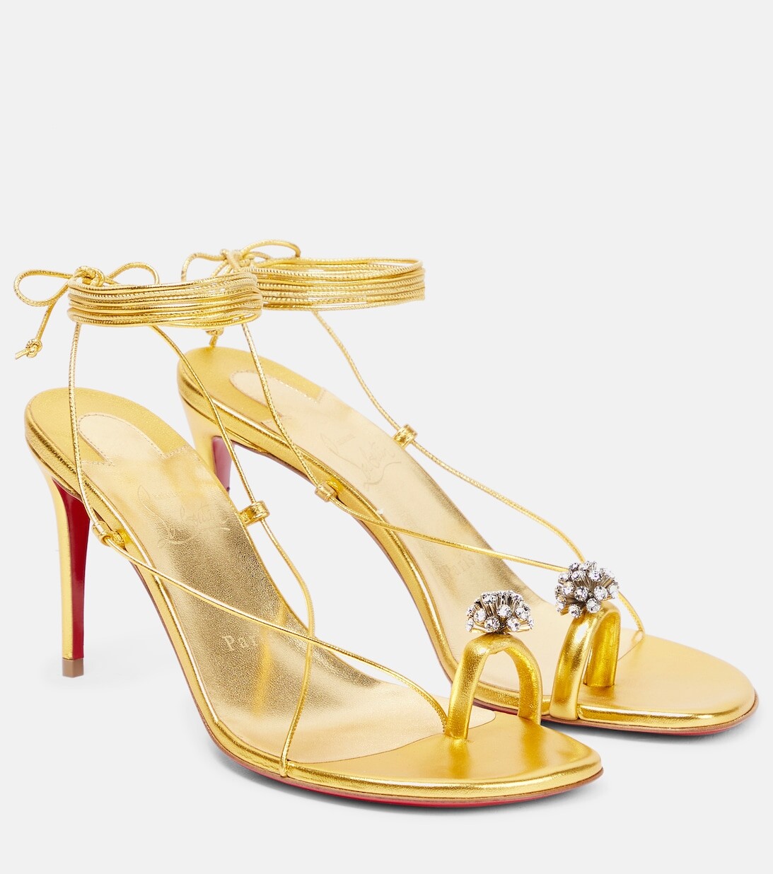 

Сандалии Just Un Fil из кожи с украшением Christian Louboutin, золотой