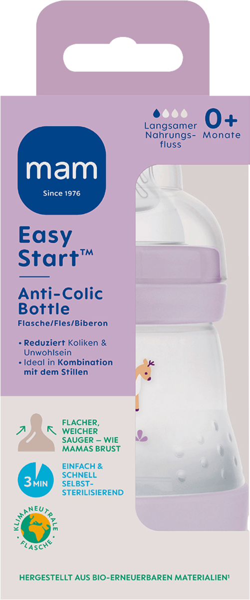Детская бутылочка Easy Start Anti-Colic фиолетовая с рождения 160 мл 1 шт. MAM