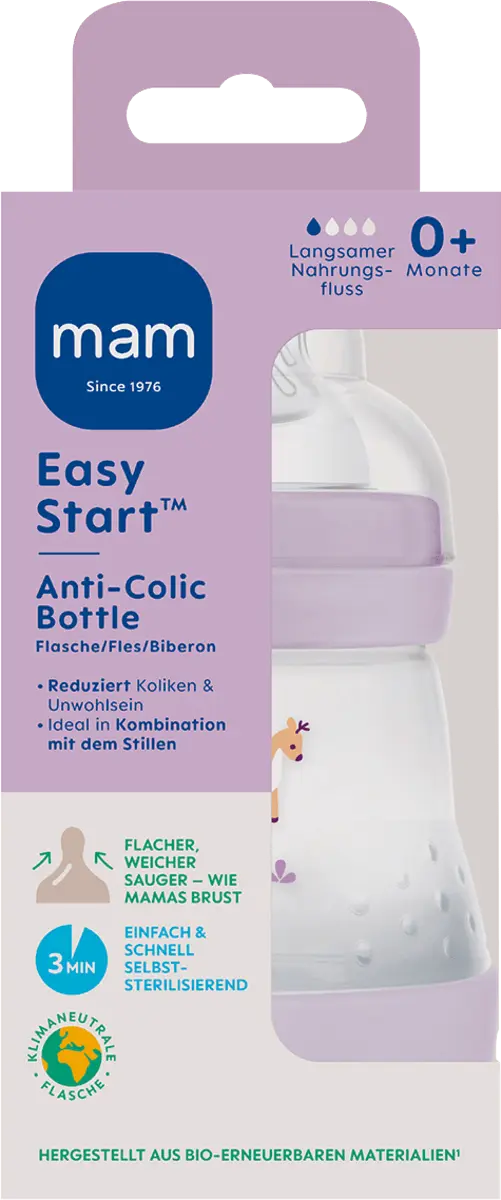 

Детская бутылочка Easy Start Anti-Colic фиолетовая с рождения 160 мл 1 шт. MAM