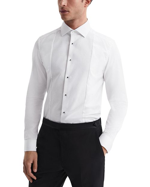 Хлопковая рубашка под смокинг Marcel стандартного кроя REISS, цвет White