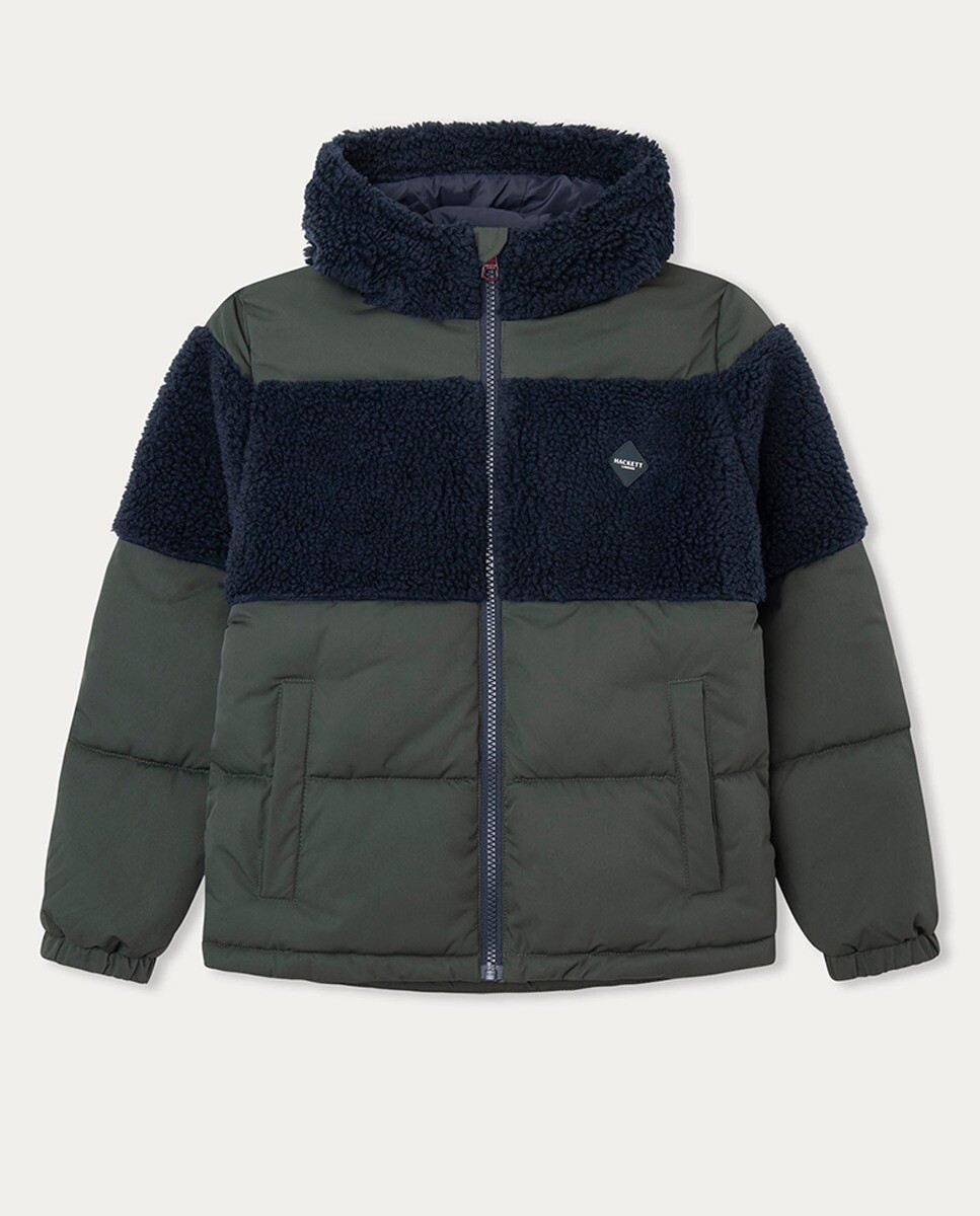 

Бомбер для мальчика из контрастной овчины Hackett, зеленый