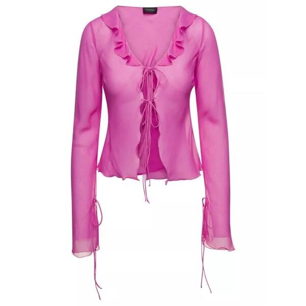 

Футболка ruffle-detail blouse in silk Andamane, розовый