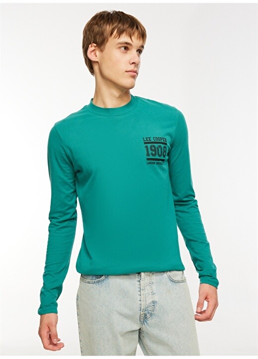 

Зеленая мужская футболка с круглым вырезом Lee Cooper, Зеленый