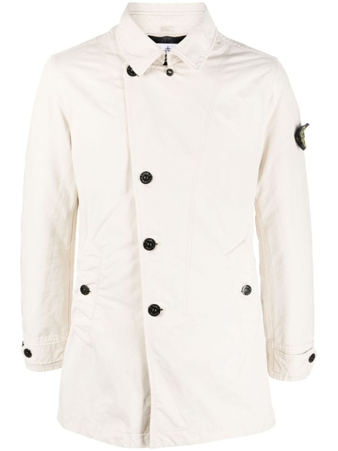 

Stone Island однобортное пальто с нашивкой Compass, нейтральный цвет