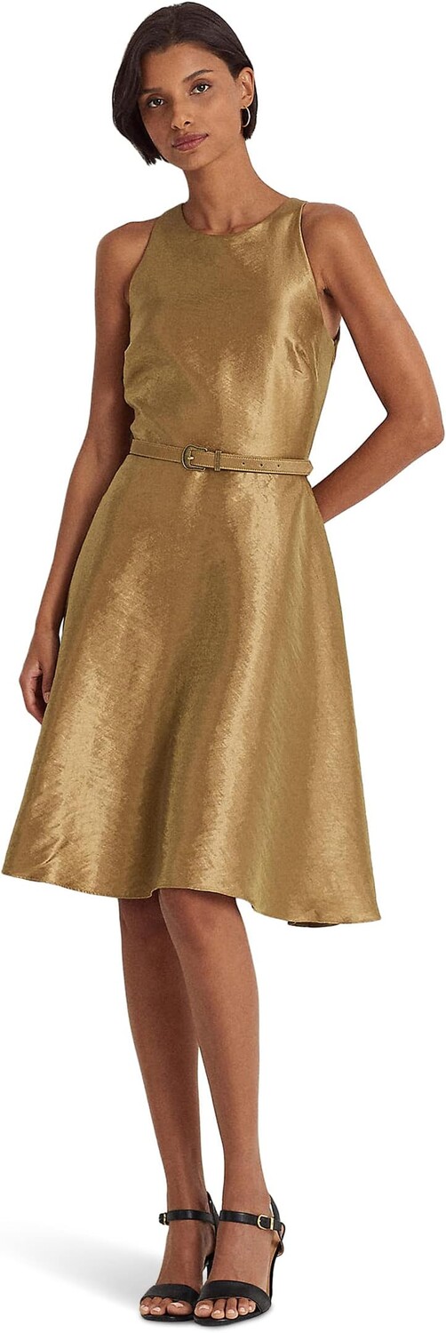 

Коктейльное платье из металлизированного твила с поясом LAUREN Ralph Lauren, цвет New Bronze