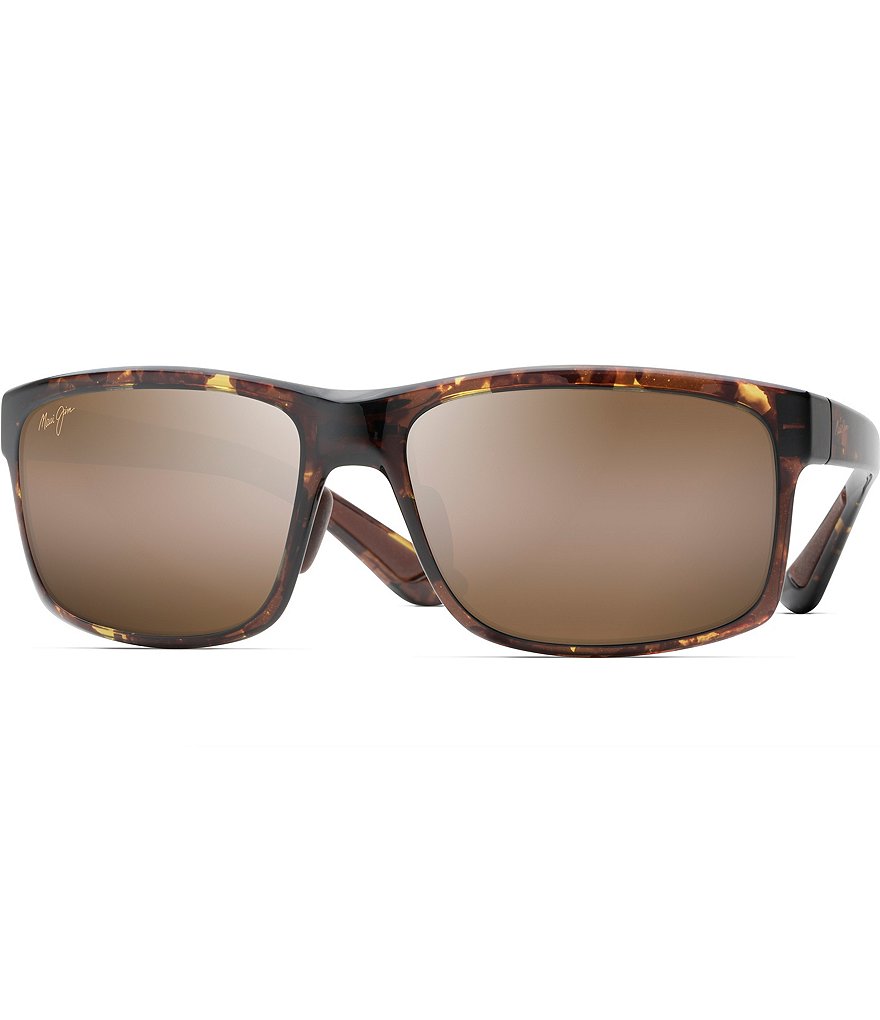 цена Maui Jim Pokowai Arch PolarizedPlus2 оливково-черепаховые прямоугольные солнцезащитные очки 58 мм, коричневый