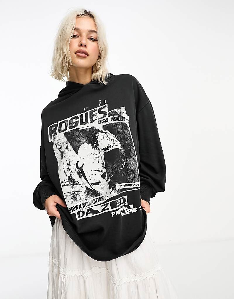 

ASOS DESIGN – Толстовка оверсайз черного цвета с графикой Rogues Indie