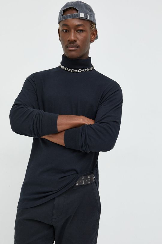 Хлопковая рубашка с длинными рукавами Abercrombie & Fitch, черный лонгслив abercrombie