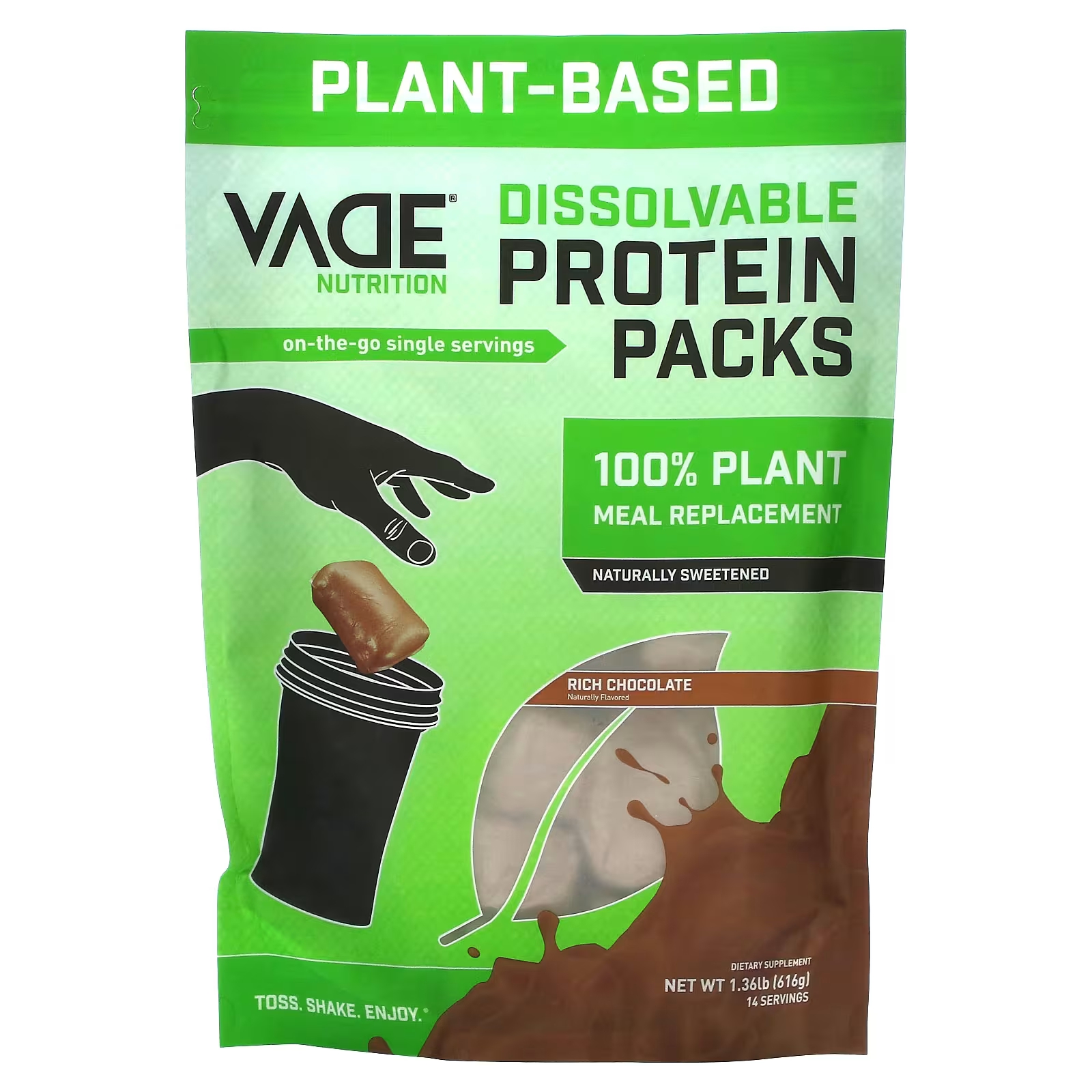 Растительный протеин Vade Nutrition Dissolvable Protein Packs со вкусом шоколада, 616 г заменитель сахара huxol secret form 170 г