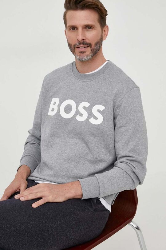 

Хлопковая толстовка Boss, серый