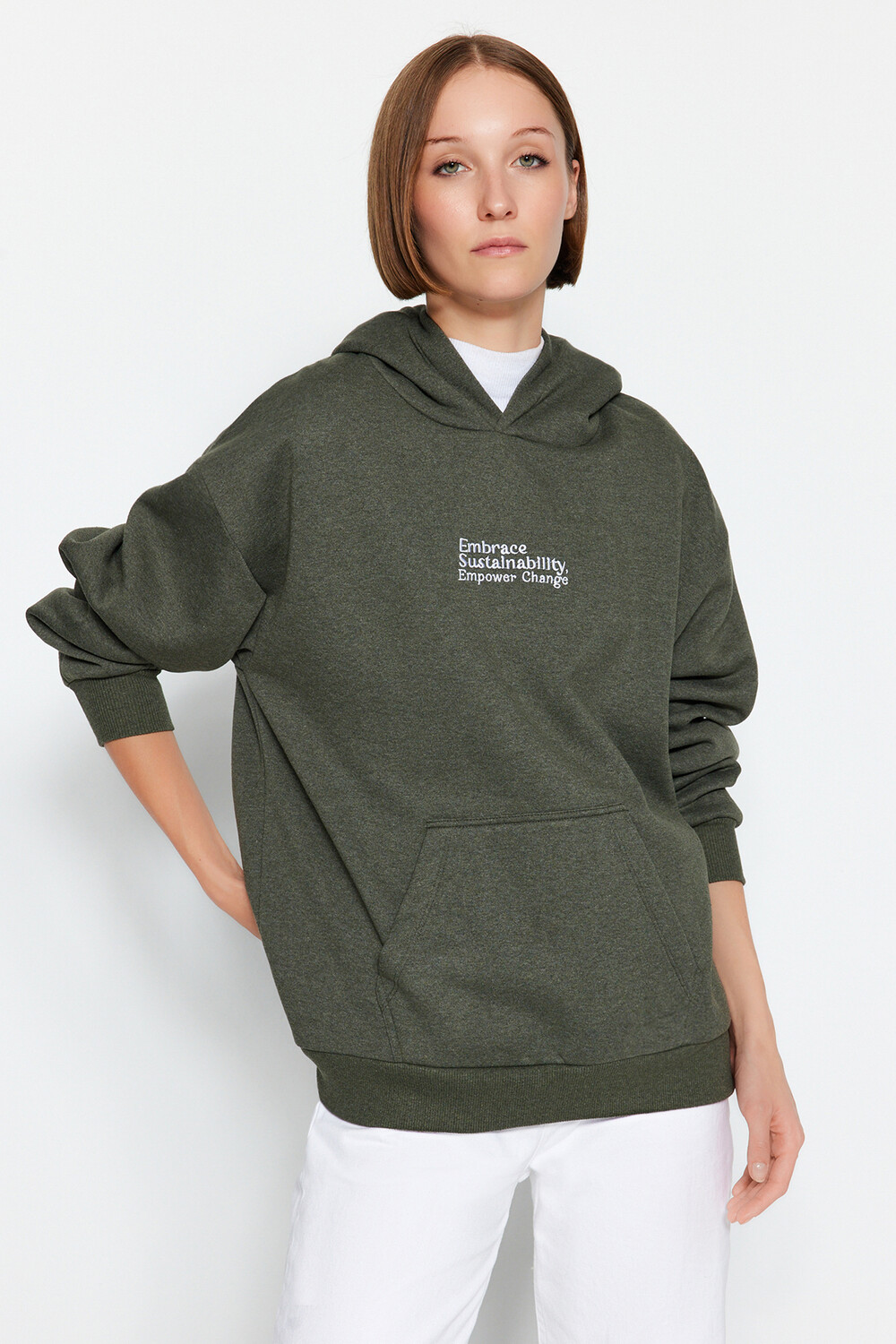 

Толстовка - Хаки - Oversize Trendyol, хаки