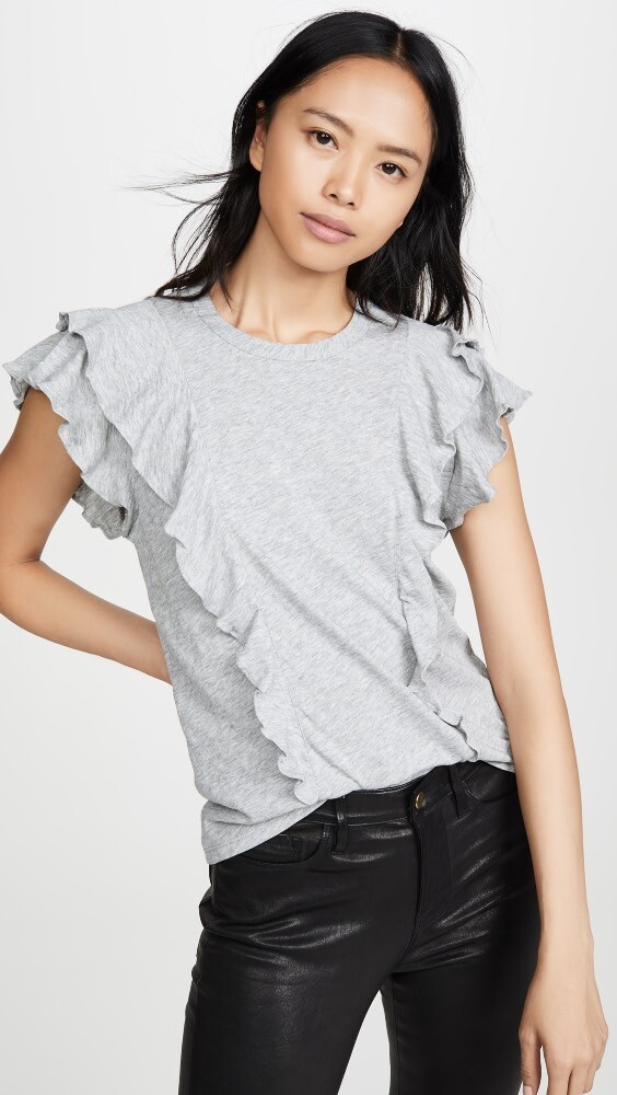 

Футболка Veronica Beard Jean Bea Short Sleeve Ruffle, серый