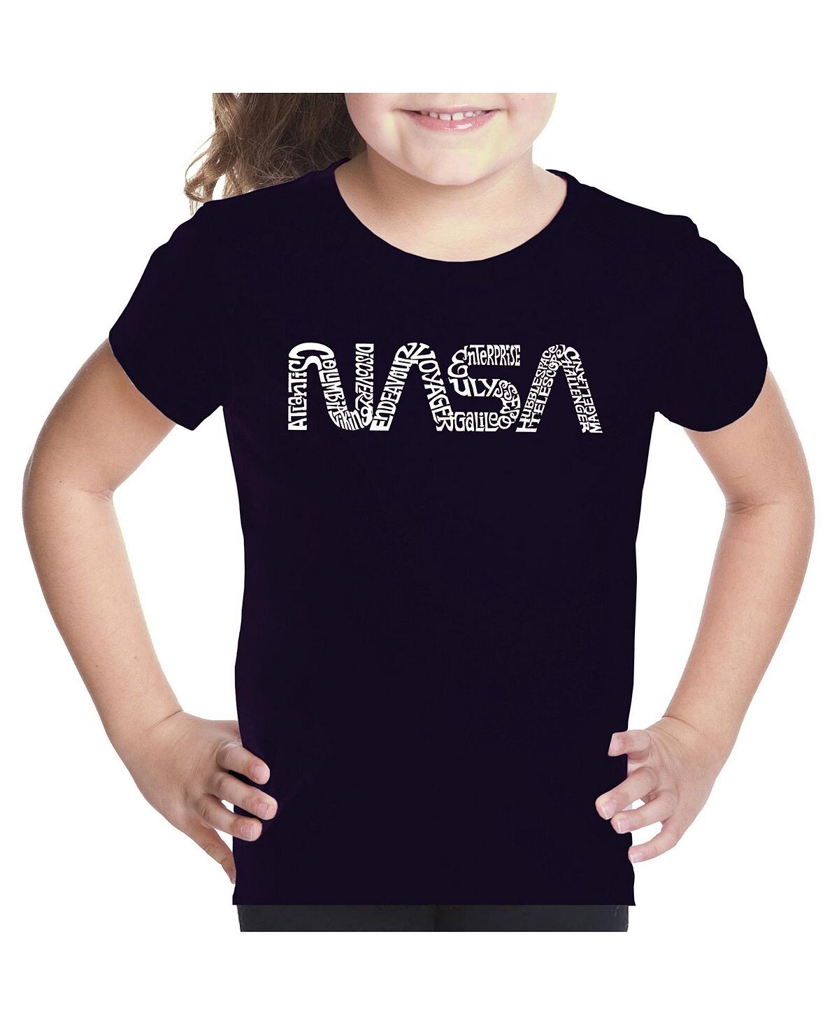 

Футболка с надписью «Word Art» для большой девочки — Worm Nasa LA Pop Art