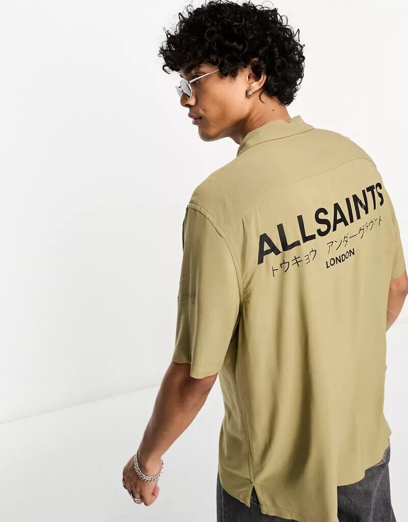

Рубашка цвета хаки с принтом на спине AllSaints Underground